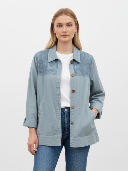 Sea Breeze Of California Blue Button Down Light Jacket Small